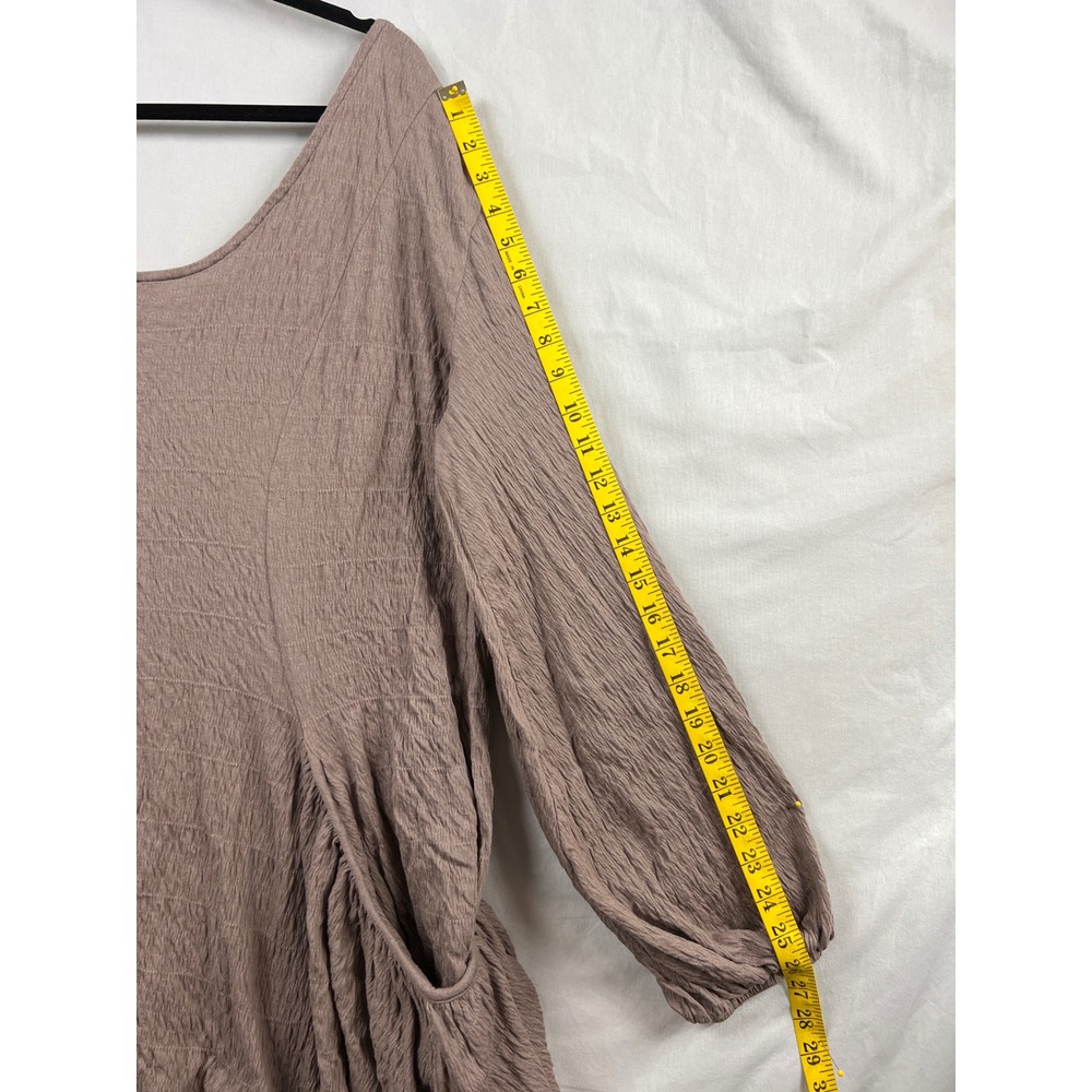 Free People Beach Tunic Top Womens Medium Mauve Crinkle Gauze Pockets Boho - Picture 7 of 10
